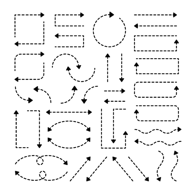 Black dotted arrows with variations direction.