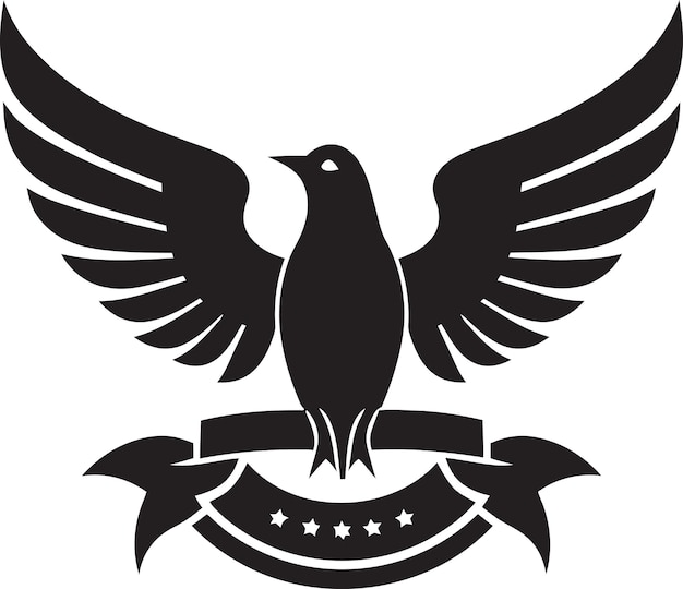 Black Dove Vector Logo with Text and Wings Spread A Symbol of Freedom and Flight Black Dove Vector