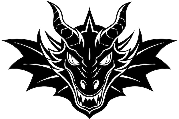 a black dragon head with horns and horns on it