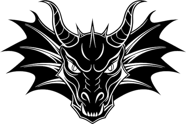 a black dragon with a black face and horns