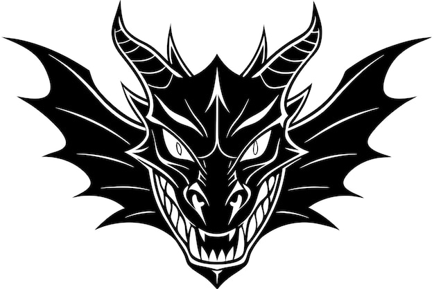 a black dragon with horns and horns on it