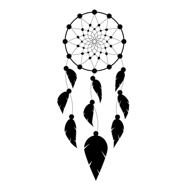 Black dream catcher vector illustration isolated on white backgraund.