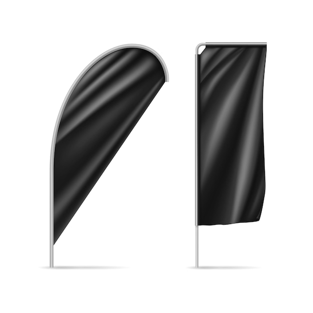 Vector black drop and rectangular flags