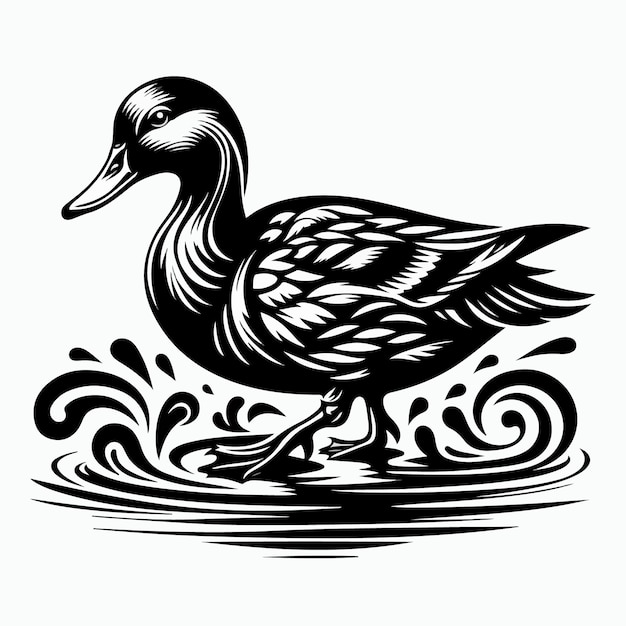 Black a duck silhouette vector illustration on white background