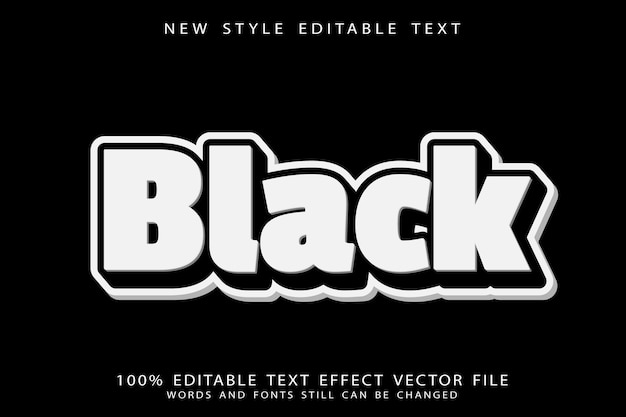 Black editable text effect emboss modern style