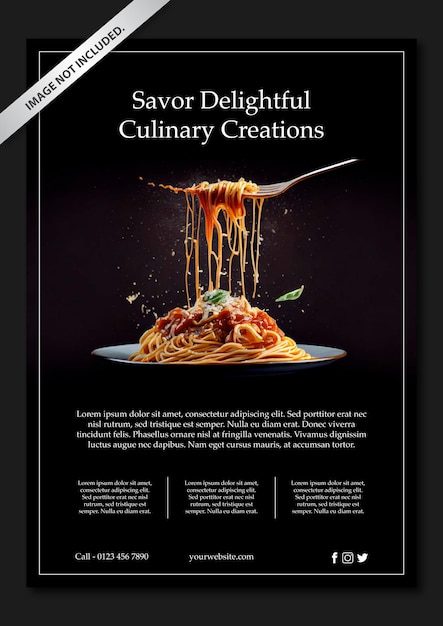 Vector black elegant food flyer mk