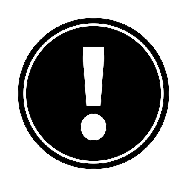 Vector black exclamation mark with a black circle background