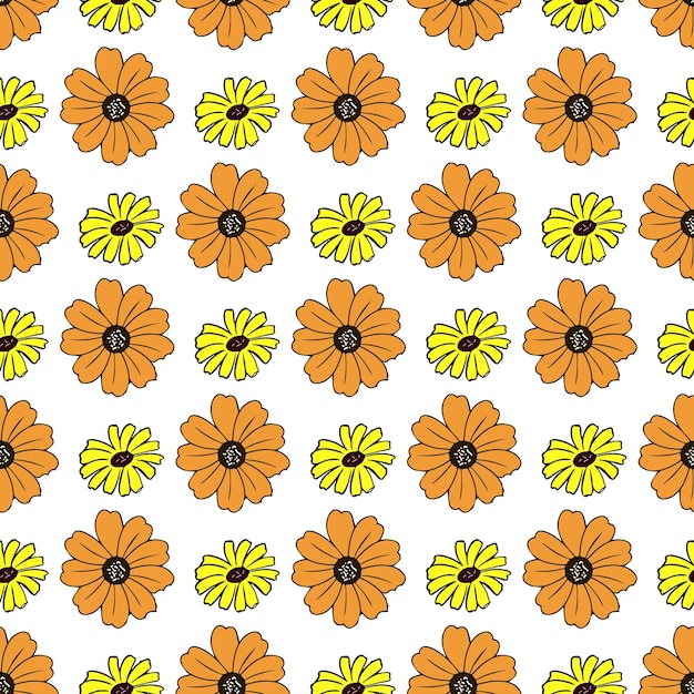 Black eyed Susan Flower Seamless Pattern Design