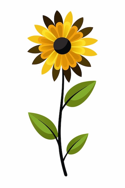 Black Eyed Susan plant minimal design vector illustration