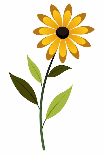 Black Eyed Susan plant minimal design vector illustration