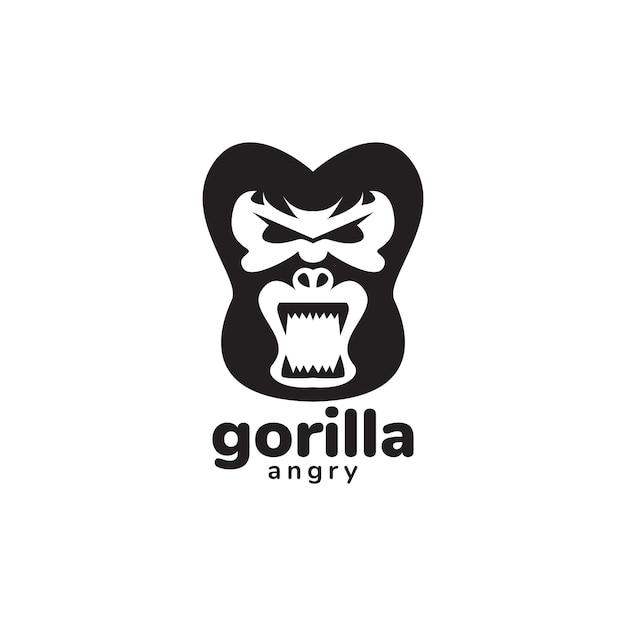 Black face gorilla angry logo design vector graphic symbol icon sign illustration creative idea