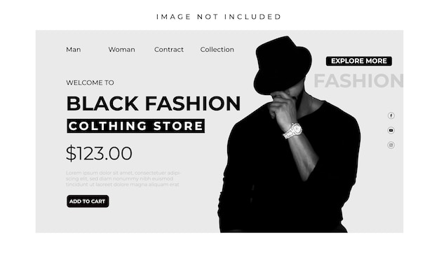 Black fashion sale trending landing page template