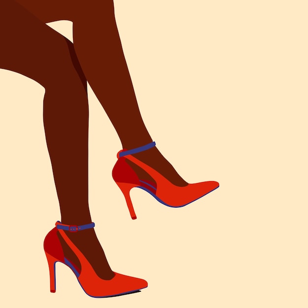 Vector black female high heel shoes illustration