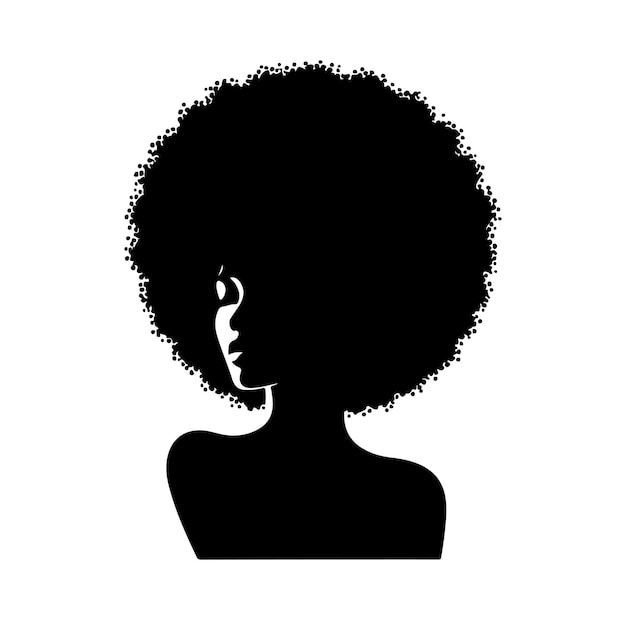 Vector black females silhouettes face profile vignette black isolated white background