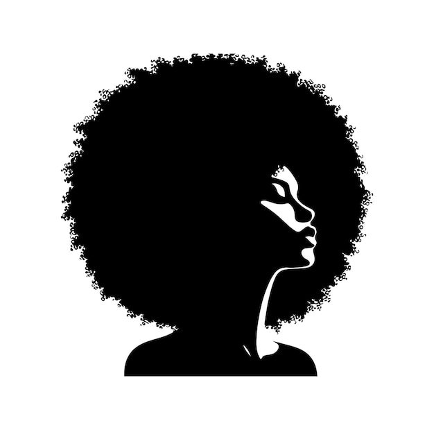 Vector black females silhouettes face profile vignette black isolated white background