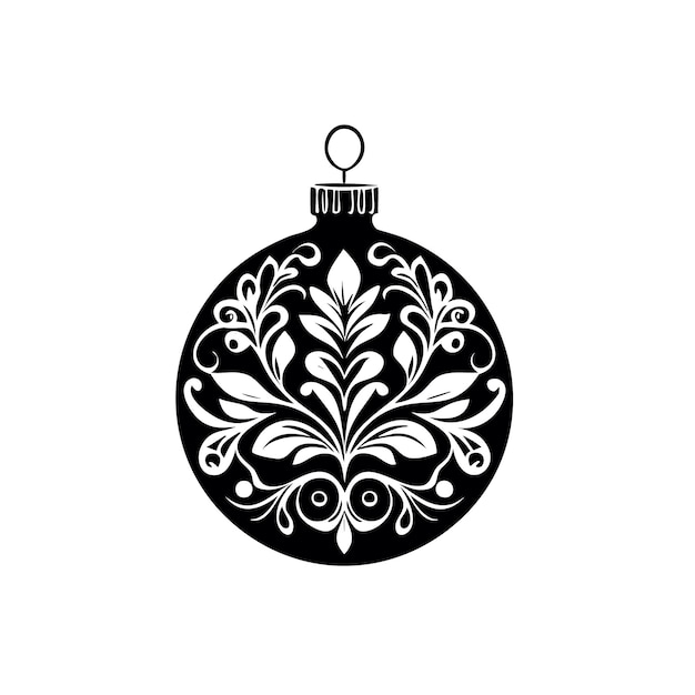 Vector black festive ornament silhouette christmas ornament icon christmas bulb bubble decoration