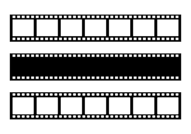 Black film strip isolated on white Old cinema and photo tape Retro design element