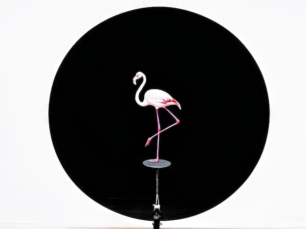 Vector black flamingo on a white background