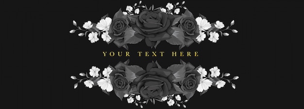 black floral wedding invitation card design