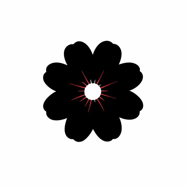 a black flower with a white center that saysthe sunon it