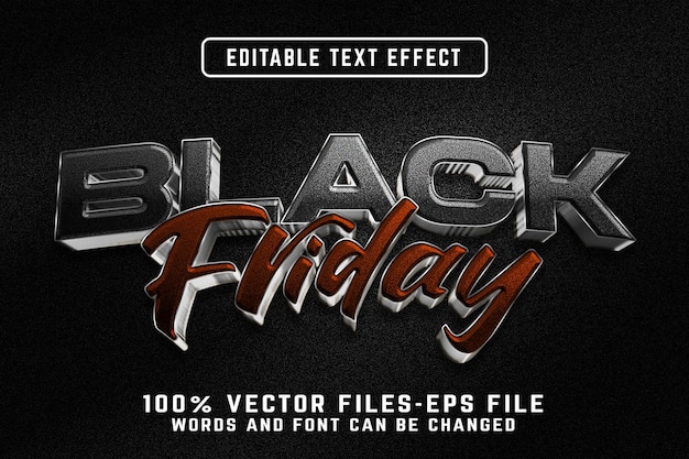 Black friday 3d editable text effect premium psd