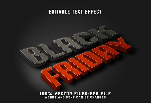 Black friday 3d editable text effect premium psd