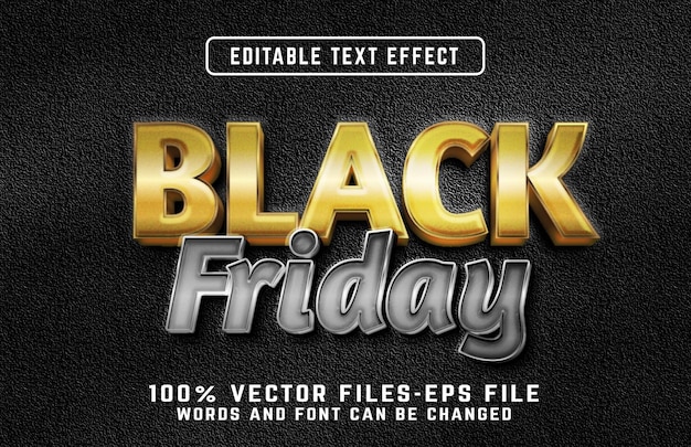 Black Friday 3d editable text effect premium vectors