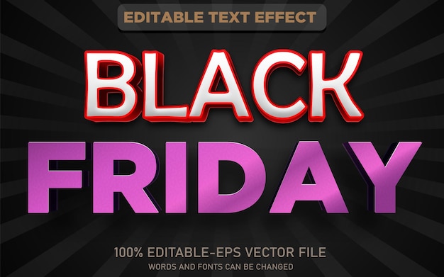 Black Friday 3d editable text effect Vector with background