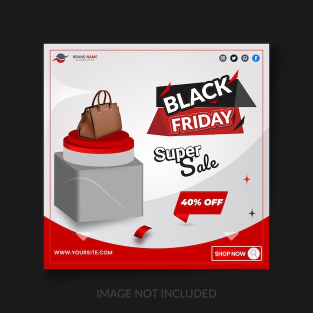 Black Friday 3d render label Social media post