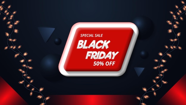 Black Friday 3D Sale Banner with Light