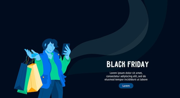 Black friday advertising background template flat vector illustration