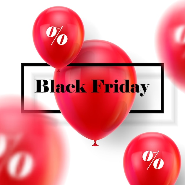 Black friday ballons Red balls on a white background with the inscription black friday for designers and illustrators Gasbags as a vector illustration