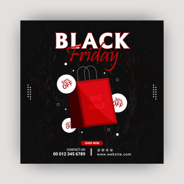 Black Friday banner and social media post template design