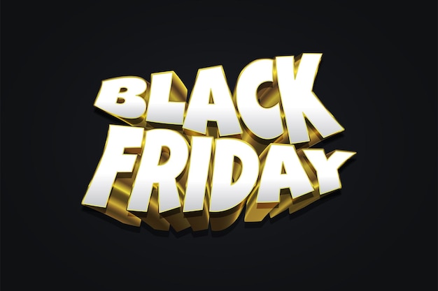 Black Friday Banner with 3D White and Gold Text on Black Background Black Friday Logo Advertising and Promotion Banner Design for Black Friday Campaign