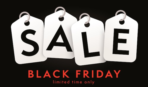 Black friday banner with fashion tag label design.