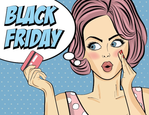 Black friday banner with pin-up girl.