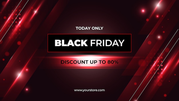 Black Friday Banner with Red Abstract  