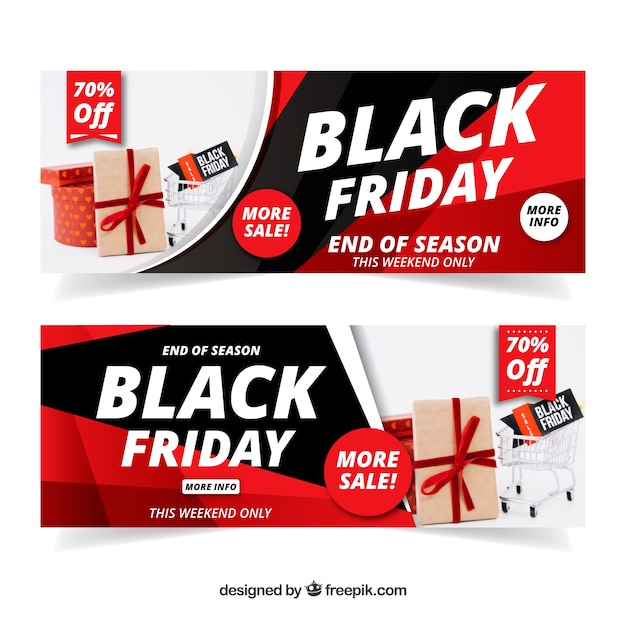 Black friday banners with image of cart