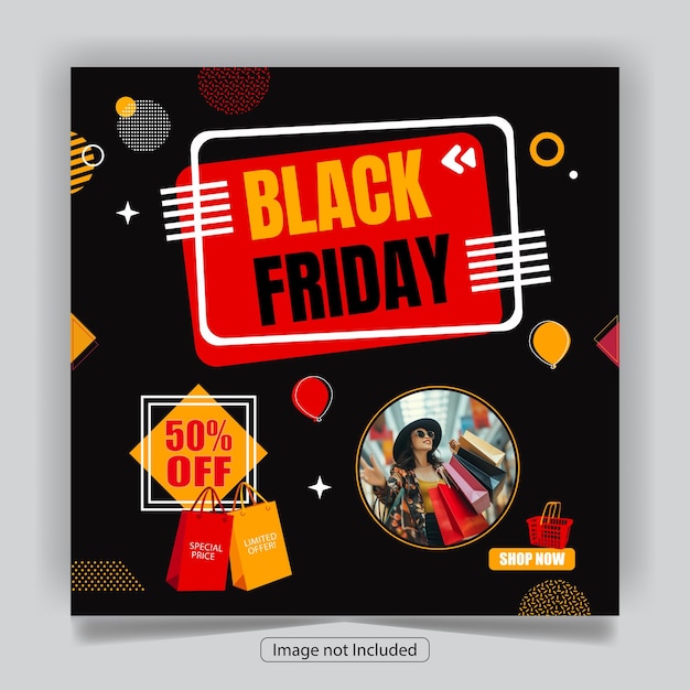 Vector black friday big sale social media post template for fashion