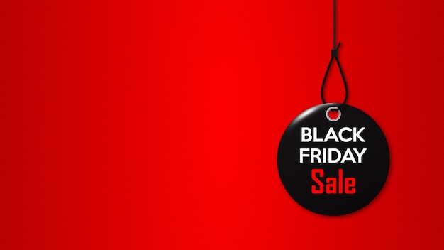 Black Friday. Black tag on the rope.  Promotional banner for special holiday discount.