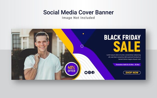 Black friday business promotional facebook cover or web banner template.