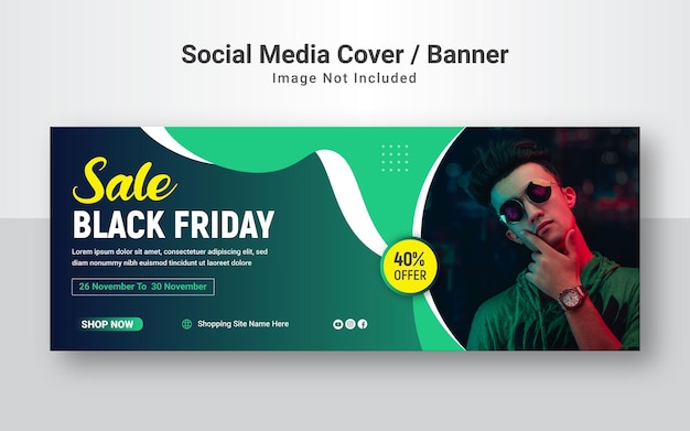 Black friday business promotional facebook cover or web banner template.