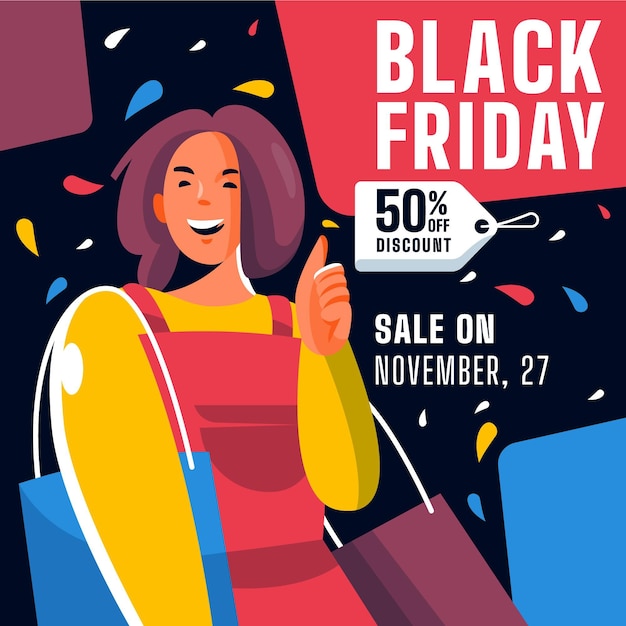 Black friday concept in flat design