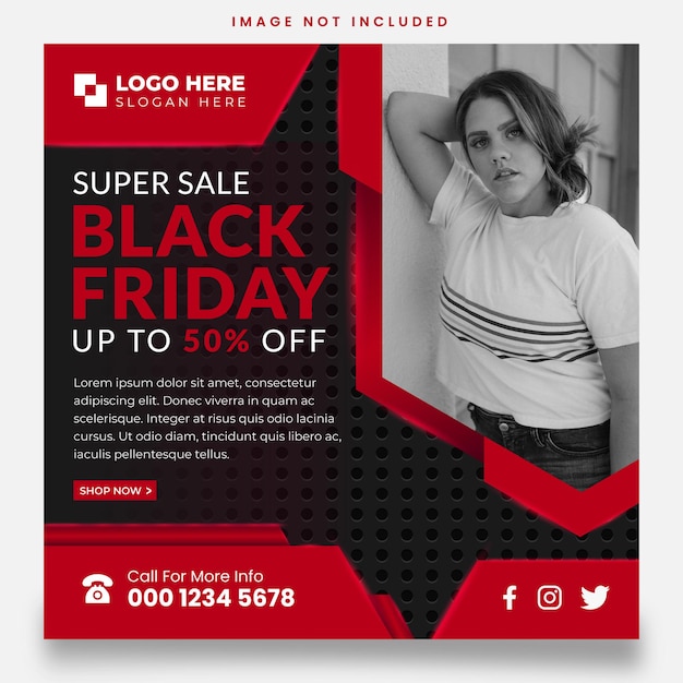 Black friday creative concept dynamic sales social media banner post template