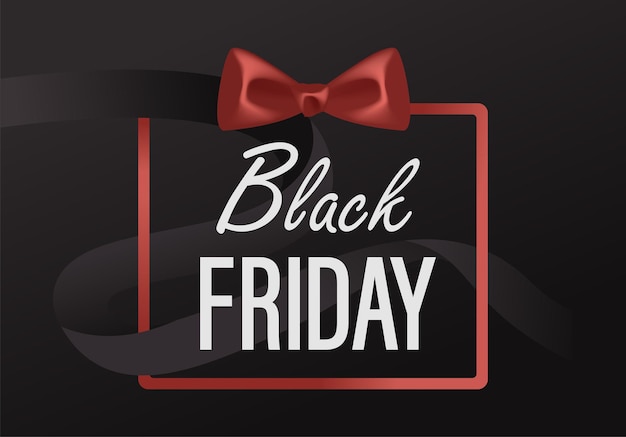 Black Friday Design Poster with 3D Realistic Black Gift Box Vector Illustration. Suitable for Poster