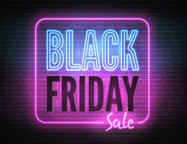 Black Friday discounts youth neon vector banner template