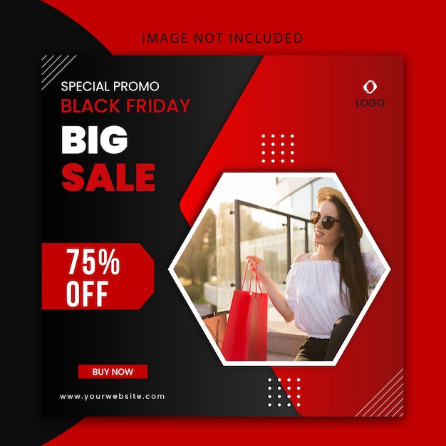 Black friday editable post template and website banner for fashion sale