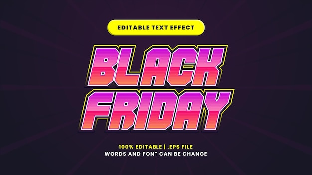 Black friday editable text effect in modern 3d style