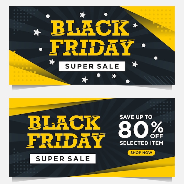 Black Friday event banners and background template in yellow and black color