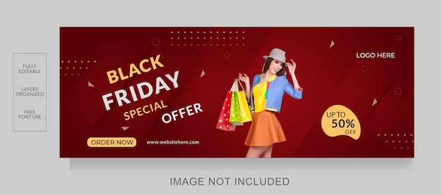 Black friday facebook cover and web banner template design